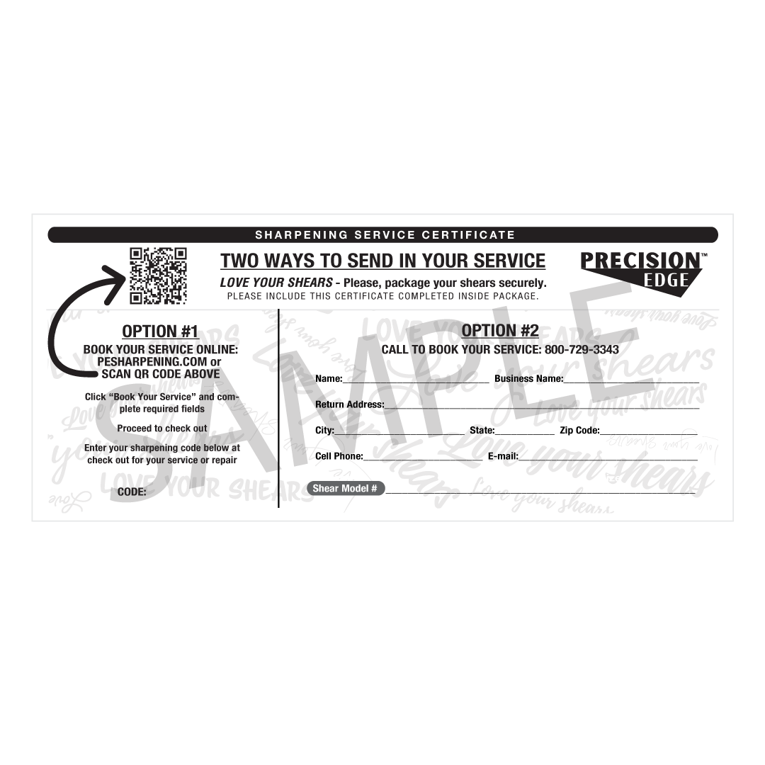 $50 PRECISION EDGE SHARPENING SERVICE CERTIFICATE