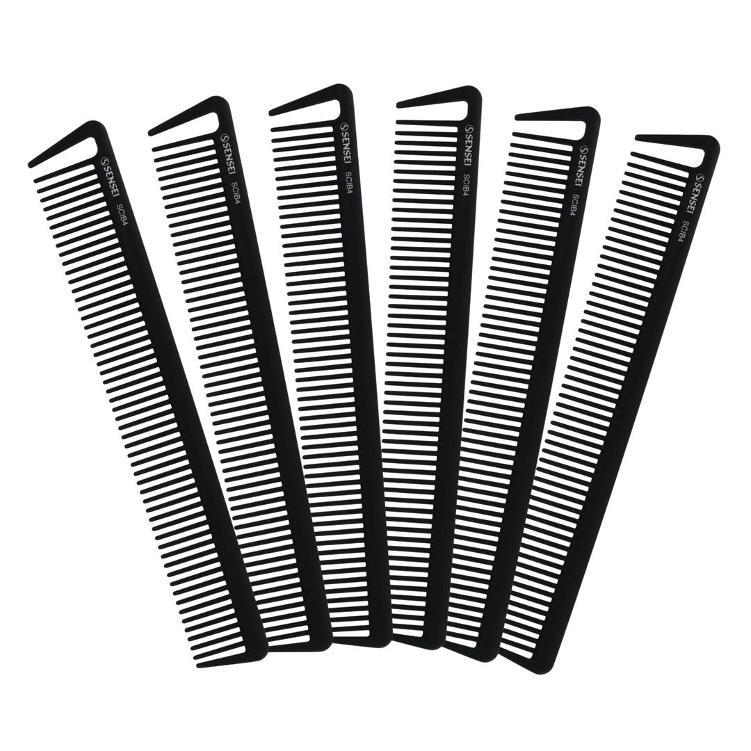 6 PACK Low Tension Cutting-Styling Comb - Black - SCIB4