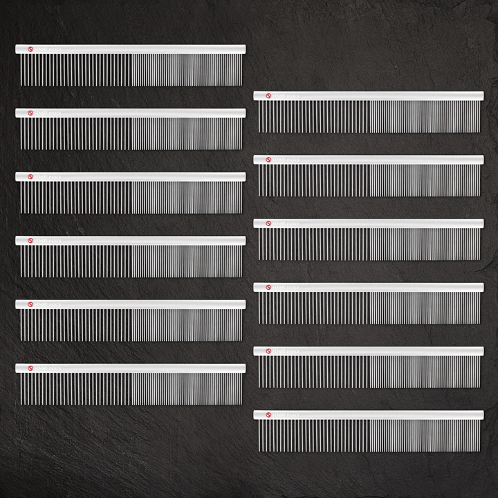 12 PACK - #6 9.75 in Coarse-Fine Grooming Comb