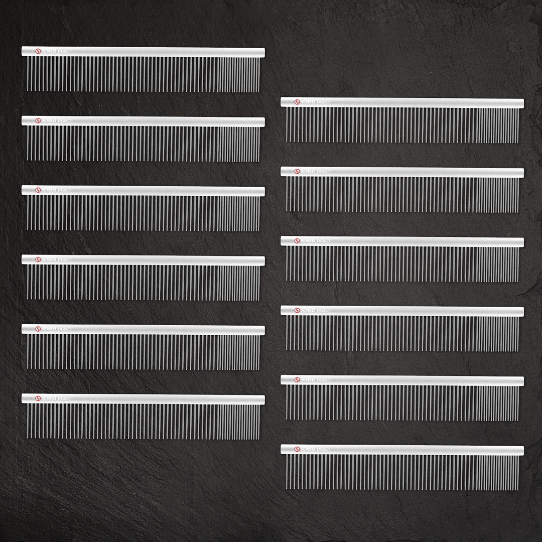 12 PACK - #7 9.75 in Coarse-Fine Grooming Comb
