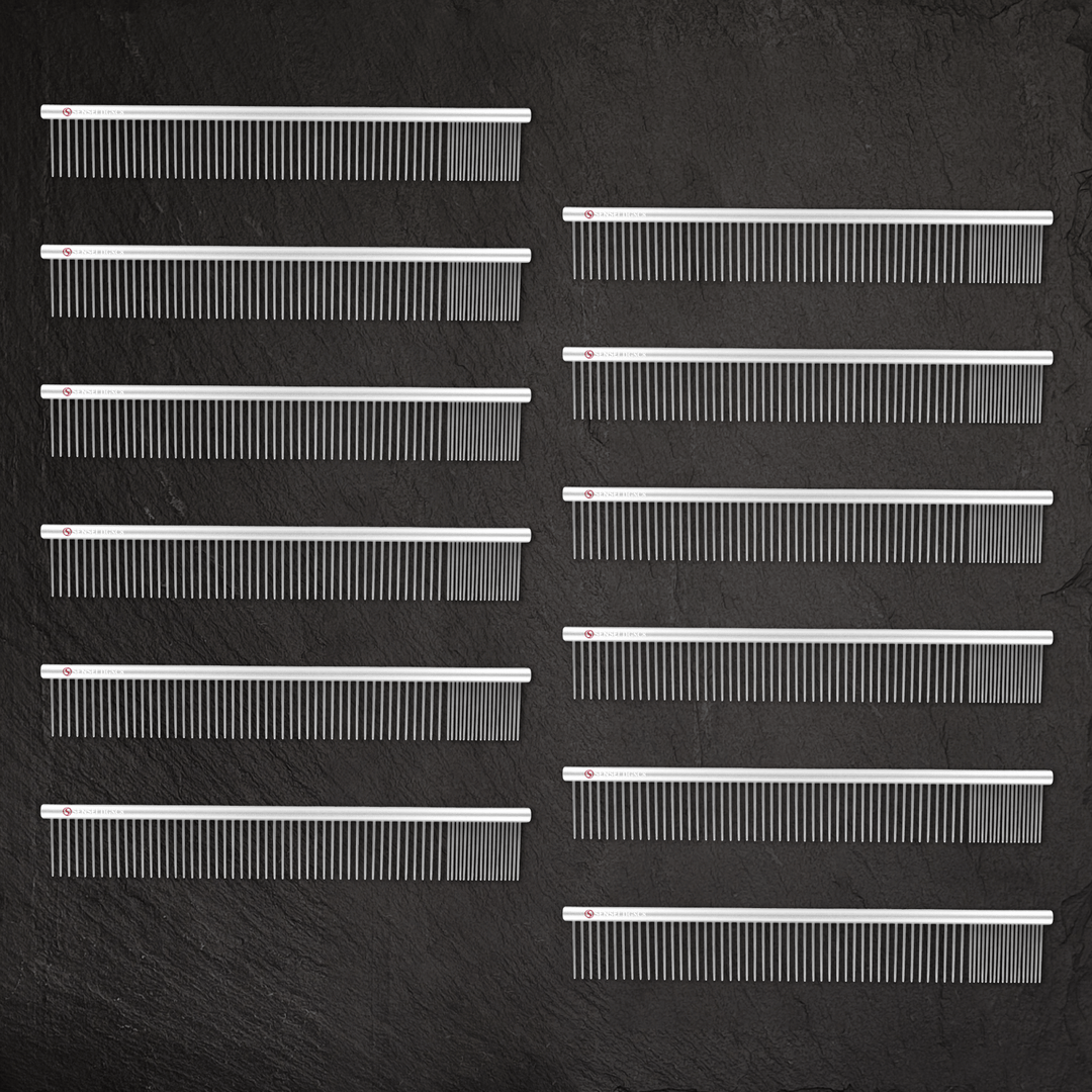 12 PACK- #8 11.75 in Coarse-Fine Grooming Comb