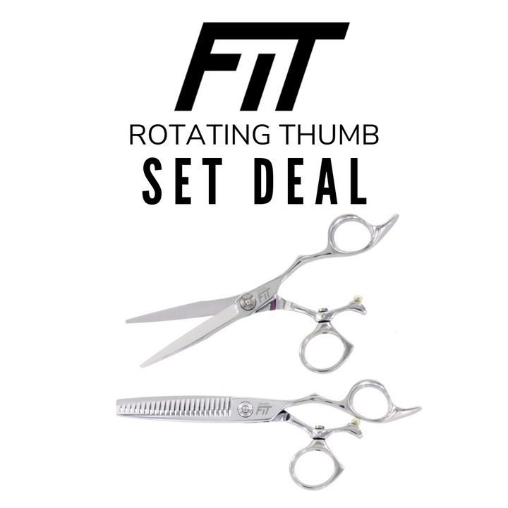 Fit hairdressing shear set rotating thumb