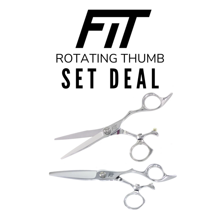 Fit hairdressing shear set rotating thumb