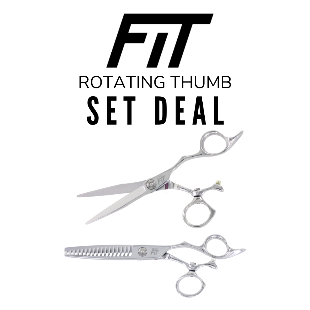Fit hairdressing shear set rotating thumb