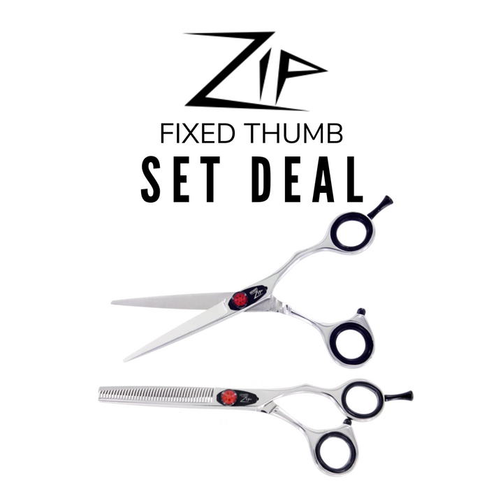 Zip hairdressing shear set fixed thumb